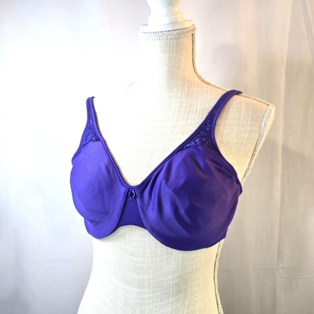 BALI "Passion for Comfort" Style #3385 Minimizer Bra Size 36C Purple Embroidery
